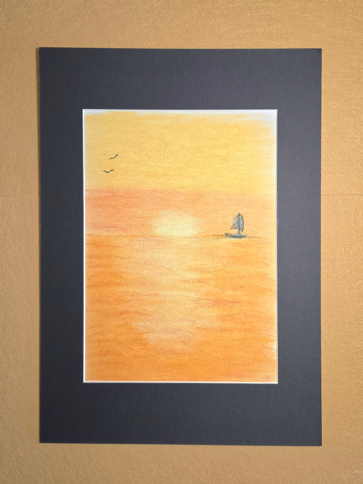 Meerliebe Kunstbild "Sonnenuntergang in rot"